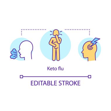 Keto gribi konsepti ikonu. Ketogenik diyet yan etkiler fikri ince lin