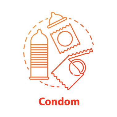 Kondom kırmızısı konsept ikonu. Güvenli seks. İnterkoloji için erkek doğum kontrolü