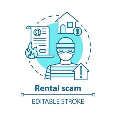 Kiralık dolandırıcılık konsepti ikonu. Konut dolandırıcılığı. Kiralık sahte ev. Evet.