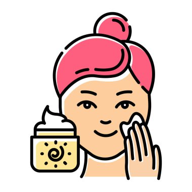 Güneş kremi renk simgesi uygulanıyor. Güneşe karşı koruma. Cilt bakımı