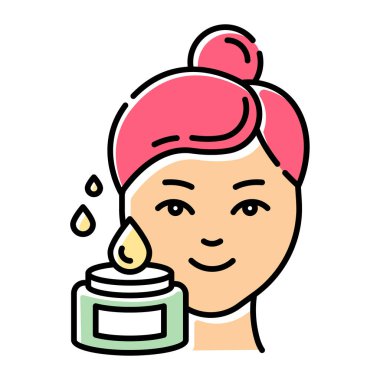 Güzellik suyu renk ikonu. Deri bakımı prosedürü. Yüz tedavisi. 