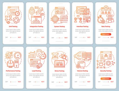 Gezici uygulama sayfa vektöründe turuncu yazılım denemesi