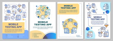 Mobil test uygulaması broşürü. Program analizi. Broşür, broşür, broşür, kapak tasarımı, doğrusal çizimler. Dergiler, yıllık raporlar, reklam posterleri için vektör sayfası düzeni