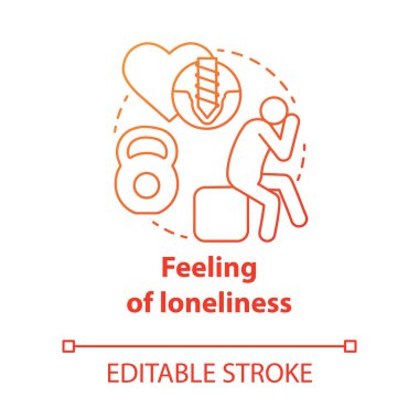 Yalnızlık kavramı ikonu. Depresyon. Yine kırgınlık.