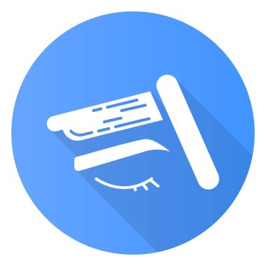 Ağda yapan düz dizayn uzun gölge simgesi. Kadınların yüz kıllarını aldırma prosedürü. Doğal yumuşak, sıcak balmumu ile deplasyon. Profesyonel güzellik tedavisi kozmetik ürünleri. Vektör silueti çizimi