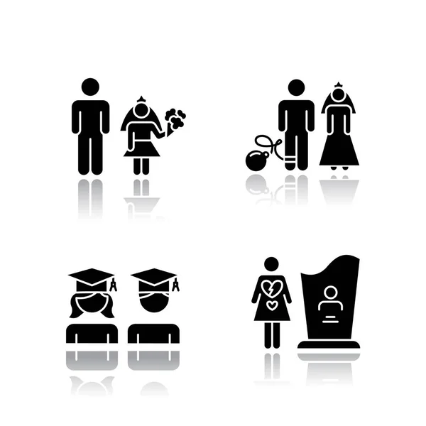A nemek egyenlősége árnyékot vet a fekete szimbólumokra. Gyermek házasság — Stock Vector