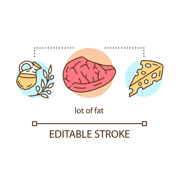 Gran cantidad de icono concepto de grasa. Keto dieta idea delgada línea ilustración . — Vector de stock