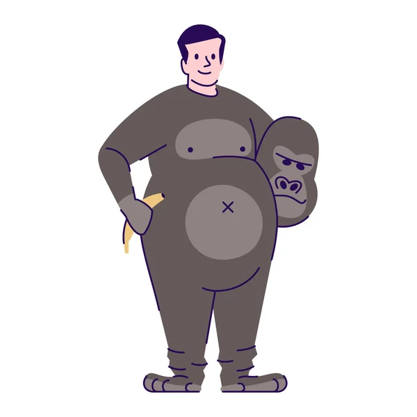 Hombre con traje de gorila ilustración vector plano. Persona dre — Vector de stock