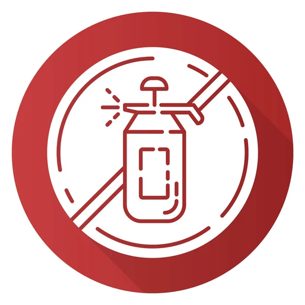 Bekämpningsmedel fri röd platt design lång skugga glyf ikon. Ingen fungik — Stock vektor
