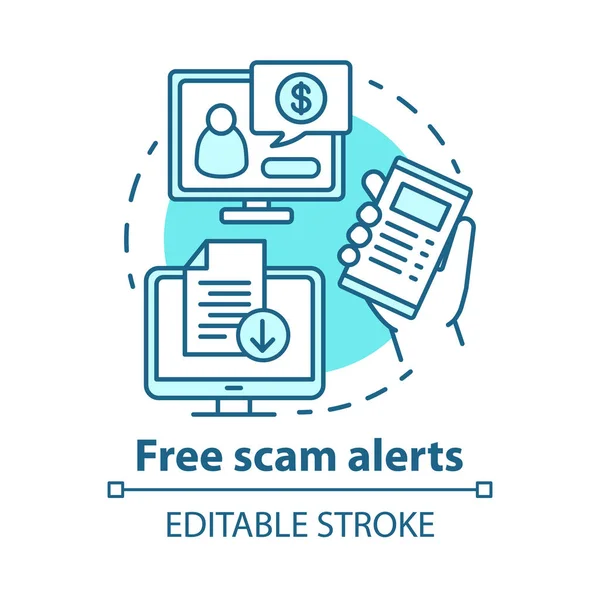 Free scam alertas ícone conceito. Informações sobre o crimi financeiro — Vetor de Stock