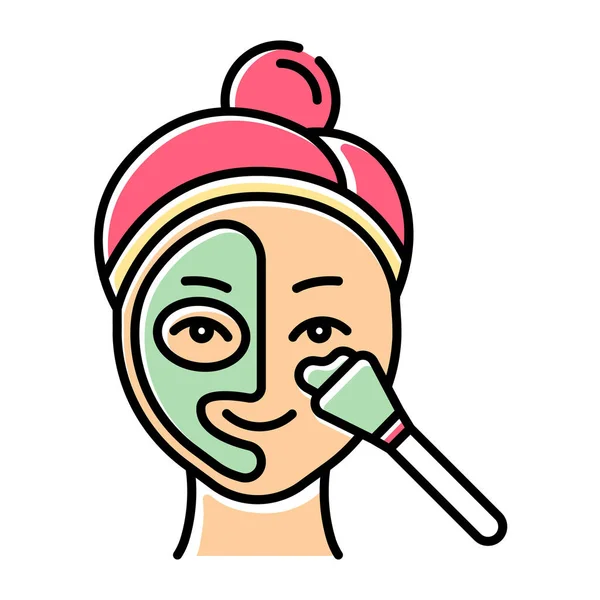 Application de masque thermique icône de couleur. Procédure de soins de la peau. Visage — Image vectorielle