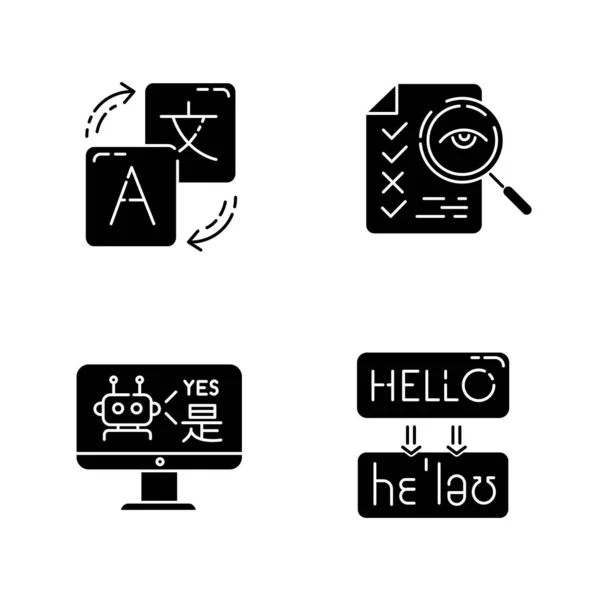 Machine translation service glyph icons set. Instant online tran — 스톡 벡터