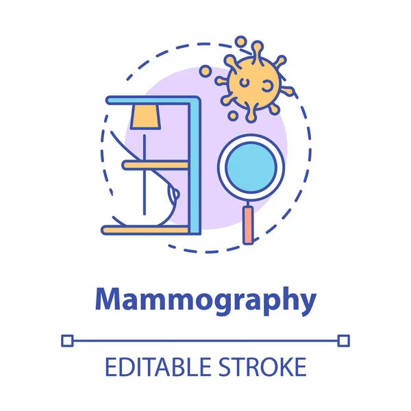 Mammografie concept icoon. Borstonderzoek idee dunne lijn illustratie. Vrouwelijke gezondheidszorg. Medische controle, diagnose. Mastografie, kanker. Vector geïsoleerde schets tekening. Aanpasbare beroerte — Stockvector