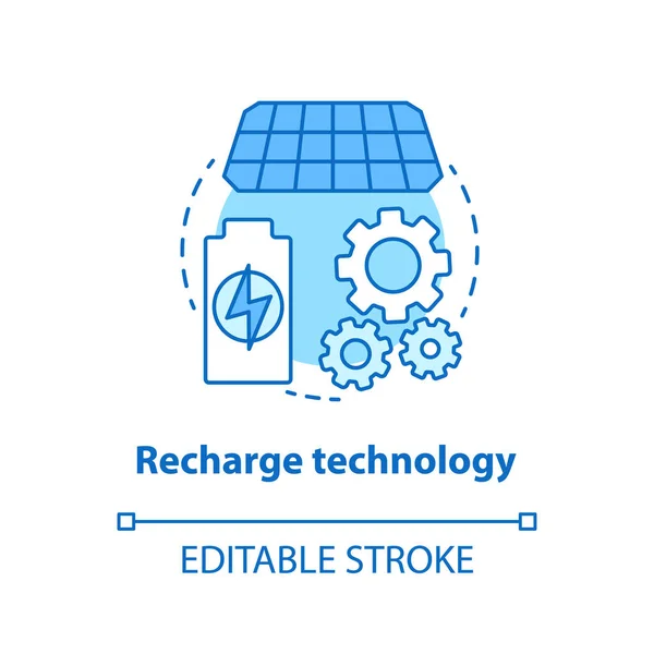 Recarga Tecnología Icono Concepto Azul Ilustración Línea Delgada Las Baterías — Vector de stock