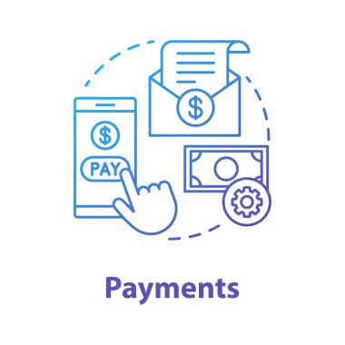 Ödeme konsepti ikonu. Çevrimiçi fikir incecik çizim öde. Fatura. Finansal yönetim uygulaması. Gider takip cihazı uygulaması. İnternet bankacılığı işlemi. Vektör izole çizimi