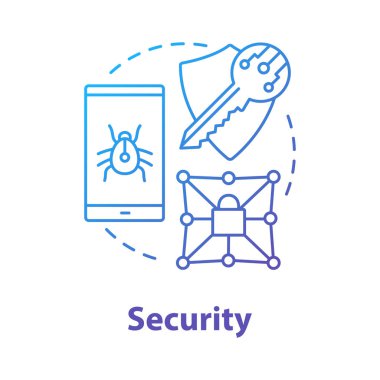 Güvenlik konsepti ikonu. Gizlilik koruma fikri ince çizgi çizimi. Gizli veri şifrelemesi. Siber güvenlik ve güvenlik. Dijital yetki. Vektör izole çizimi