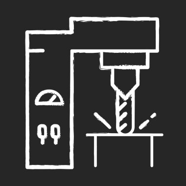 Çelik endüstrisi tebeşir ikonu. Metal, demir üretim teknolojisi. Metalürji. Profesyonel makine hizmetleri. Fabrika ekipmanları. Mühendislik işi. Stok, tüp. İzole edilmiş vektör karatahta çizimi