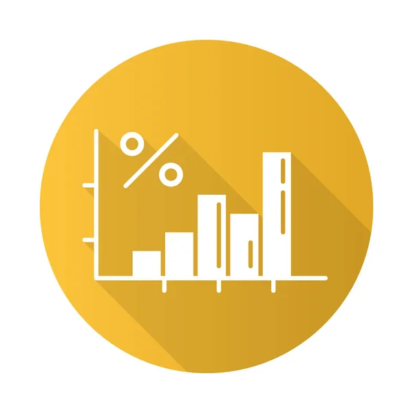 Informe Financiero Amarillo Plano Diseño Largo Sombra Glifo Icono Diagrama — Vector de stock
