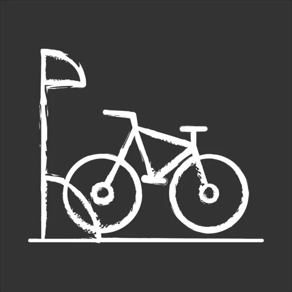 自転車駐車場のチョークアイコン 自転車の保管 サイクルラック スポーツ活動 車輪にとって安全な場所だエコ トランスポート市内サイクリング アパートの設備絶縁ベクトルチャークボードイラスト — ストックベクタ