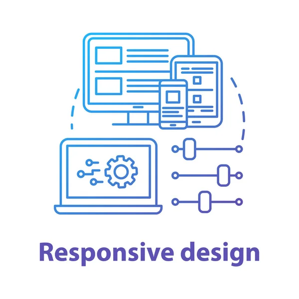 Icono Concepto Diseño Sensible Idea Desarrollo Interfaz Software Móvil Ilustración — Archivo Imágenes Vectoriales
