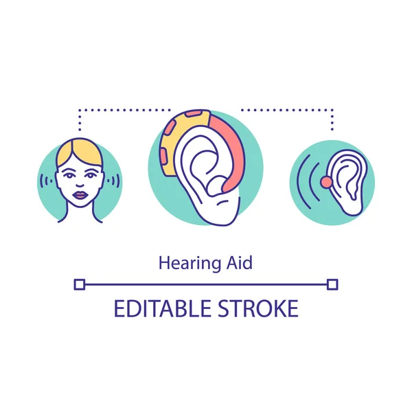 Hallókészülék Koncepció Ikon Hangprotézis Lehallgató Készülékek Orvosi Ellátás Egészségügyre Biotechnológiai — Stock Vector