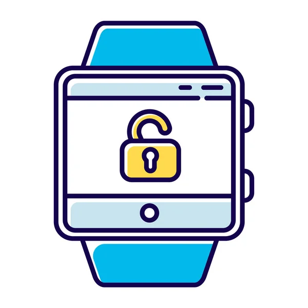 Tela Desbloqueio Ícone Cor Função Smartwatch Segurança Conveniência Recurso Dispositivo — Vetor de Stock