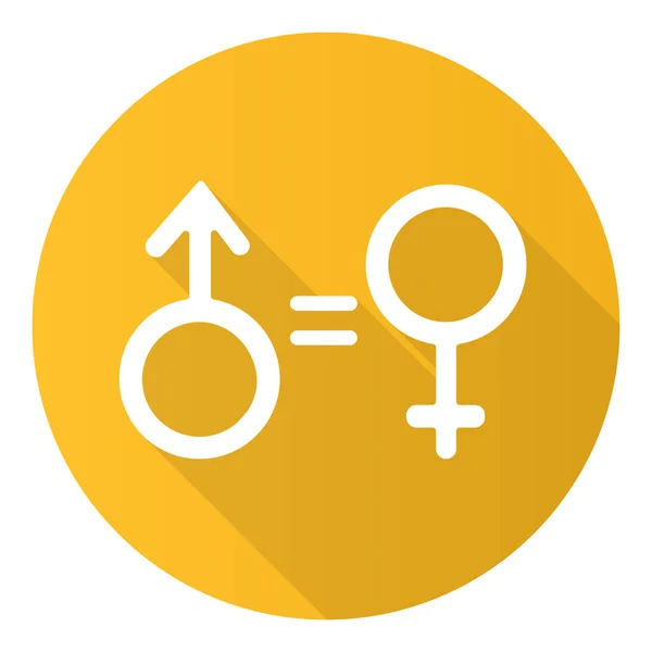 Égalité Des Sexes Jaune Plat Conception Longue Ombre Glyphe Icône — Image vectorielle