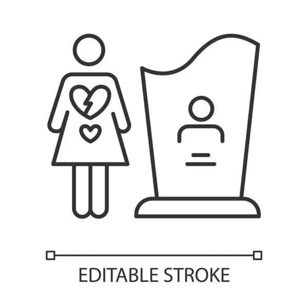 Ícone Linear Mortalidade Materna Mulher Luto Uma Rapariga Coração Partido —  Vetores de Stock