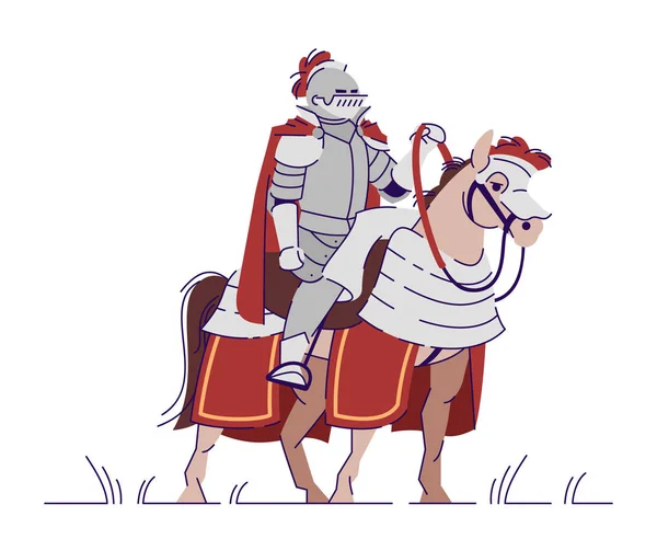 Cavaleiro Equestre Ilustração Vetorial Plana Cruzado Medieval Cavalo Personagem Desenho —  Vetores de Stock