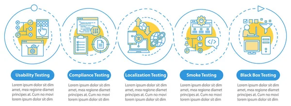 Programm Usability Test Vektor Infografik Vorlage Gestaltungselemente Für Geschäftspräsentationen Datenvisualisierung — Stockvektor