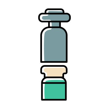 Şarap koruyucusu ve mantar ikonlu şişe. Barmen ekipmanları. Sommelier aleti. Alkol içeceği. Aperatif içecek. Bar, restoran aleti. İzole vektör illüstrasyonu