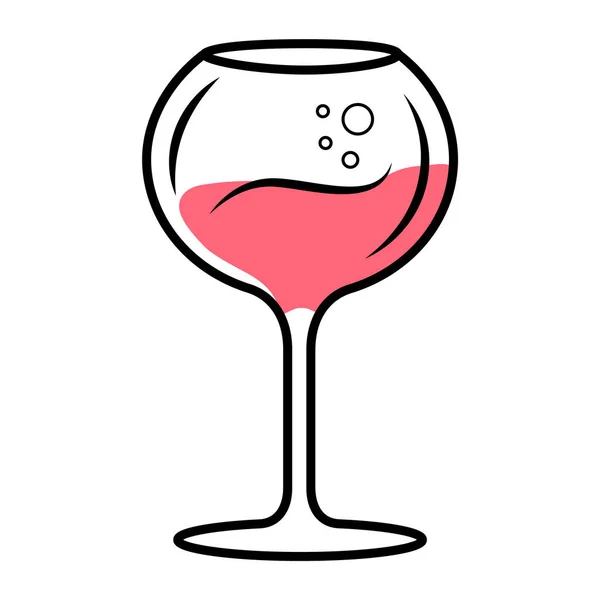 Red Wine Pink Color Icon Chardonnay Wineglass Alcohol Beverage Bubbles — Stock Vector