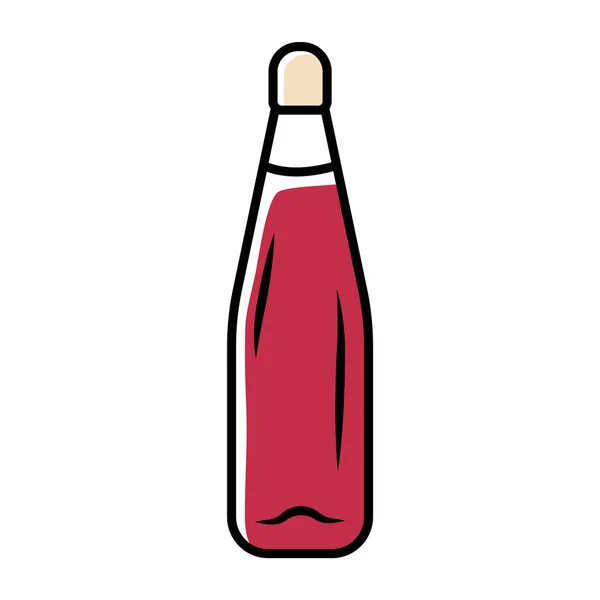 Şarap Servisi Kırmızı Renk Simgesi Mantarlı Alkollü Içecek Şişesi Tatlı — Stok Vektör