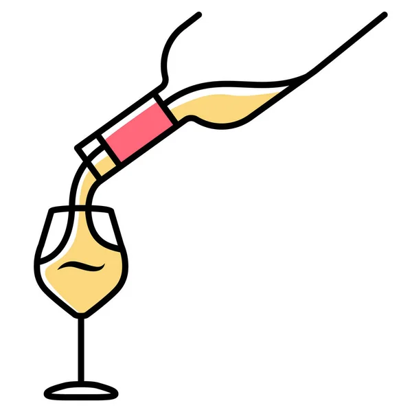 Bílé Víno Služba Žlutá Ikona Barvy Alkoholový Nápoj Nalévaný Skle — Stockový vektor