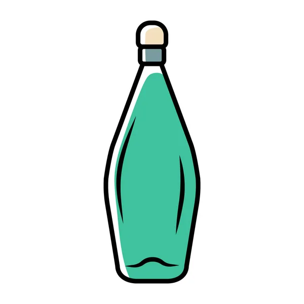 酒瓶与软木塞绿色图标 酒厂服务 美味的开胃酒 酒精饮料 活动餐具 玻璃器皿 孤立的矢量说明 — 图库矢量图片