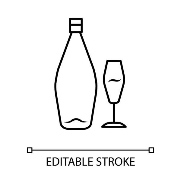 Wein Lineares Symbol Alkoholausschank Flasche Weinglas Alkoholisches Getränk Gläser Zum — Stockvektor