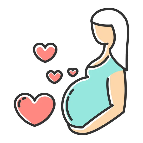 Farbsymbol Schwangerschaftspflege Vorgeburtliche Phase Mutterschaft Elternschaft Baby Kind Gynäkologie Check — Stockvektor