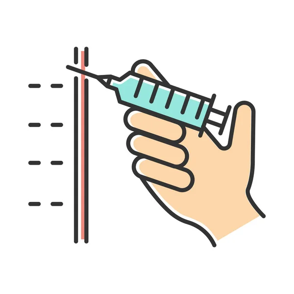 Icône Couleur Injection Seringue Avec Vaccin Immunisation Procédure Médicale Professionnelle — Image vectorielle