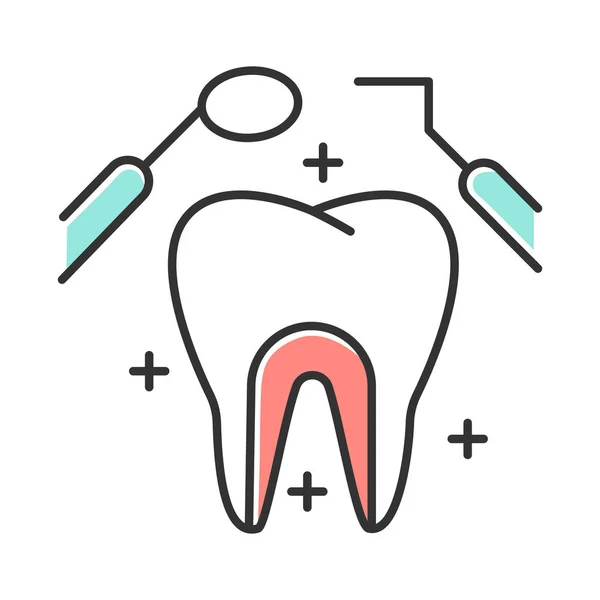 Dental Care Color Icon Medical Procedures Dentistry Odontology Tooth Examination — Stock Vector