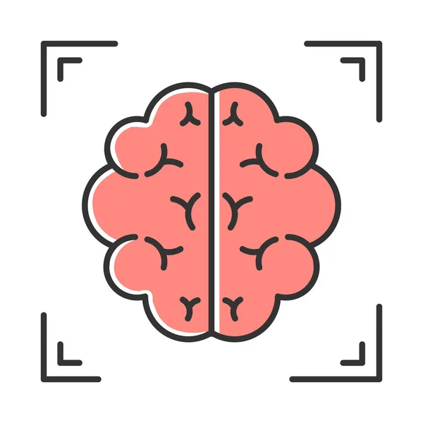 Icono Color Escaneo Cerebral Neuroimagen Análisis Estructura Del Sistema Nervioso — Vector de stock