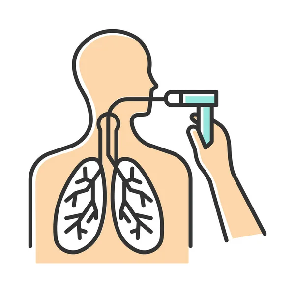 Icône Couleur Bronchoscopie Contrôle Des Voies Respiratoires Examen Risque Cancer — Image vectorielle