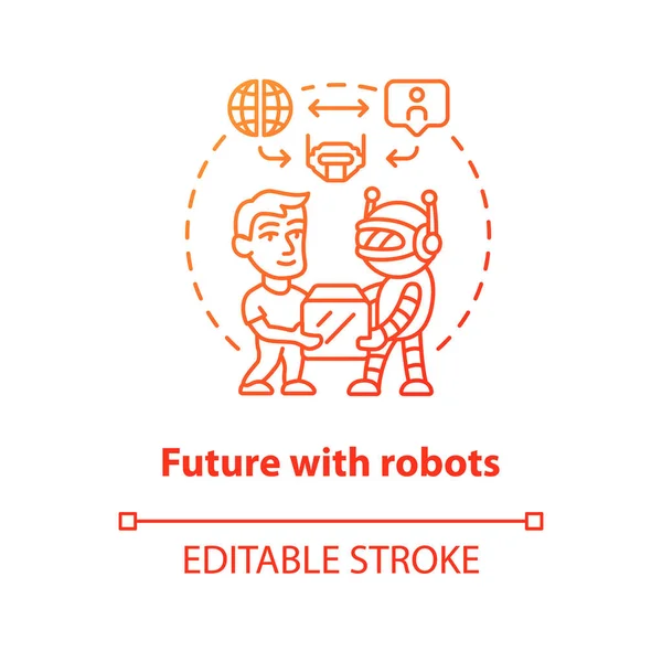 Future Robots Red Concept Icon Robotics Society Idea Thin Line — Stock Vector
