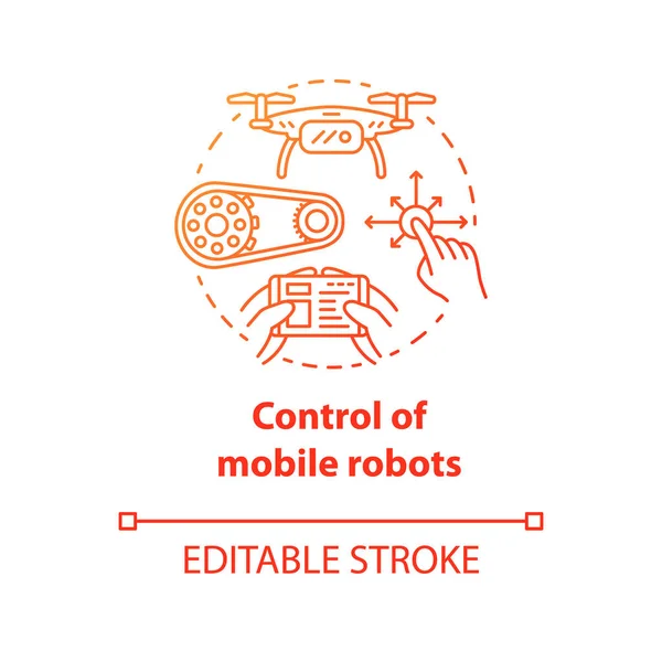 Controllo Robot Mobili Icona Concetto Rosso Moto Distanza Idea Linea — Vettoriale Stock