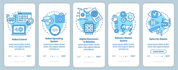 Robotikkurse Bord Mobiler App Bildschirmvektorvorlagen Roboter Lernen Und Entwickeln Durchgängige — Stockvektor