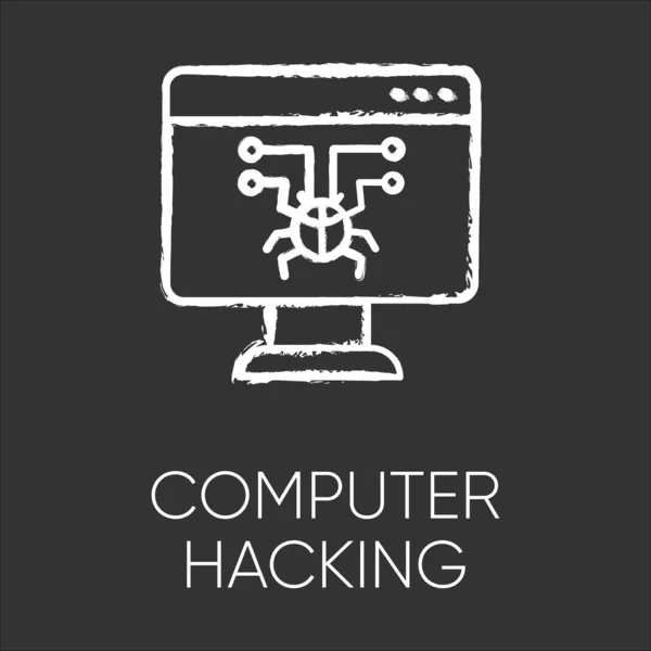 Ícone Giz Hacking Computador Ganho Acesso Ilegal Violação Segurança Malware — Vetor de Stock