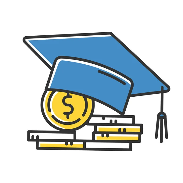 Ícone Cor Empréstimo Estudante Crédito Para Pagar Ensino Universitário Taxa — Vetor de Stock