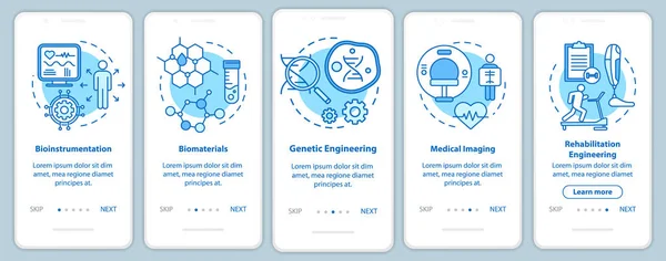 Bioengineering Onboarding Mobile App Seite Bildschirm Mit Linearen Konzepten Medizinische — Stockvektor