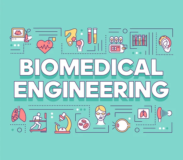 Biomedische Ingenieurswoordconcepten Banner Biotechnologie Voor Gezondheid Ontwikkeling Van Gezondheidszorg Presentatie — Stockvector