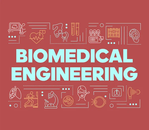 Biomedical Engineering Word Concepts Banner Biotechnology Health Healthcare Development Presentation — Stock Vector