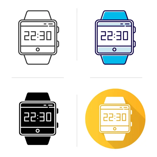 Huidige Tijd Smartwatch Functie Pictogram Fitness Polsbandje Mogelijk Klok Tijdmeting — Stockvector